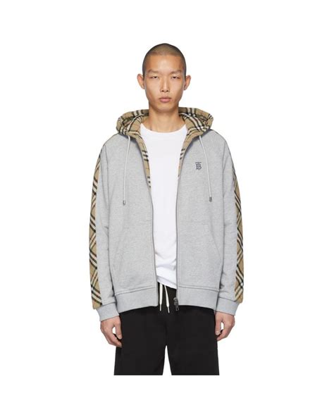 Burberry Grey Check Kurke Hoodie in Gray for Men 